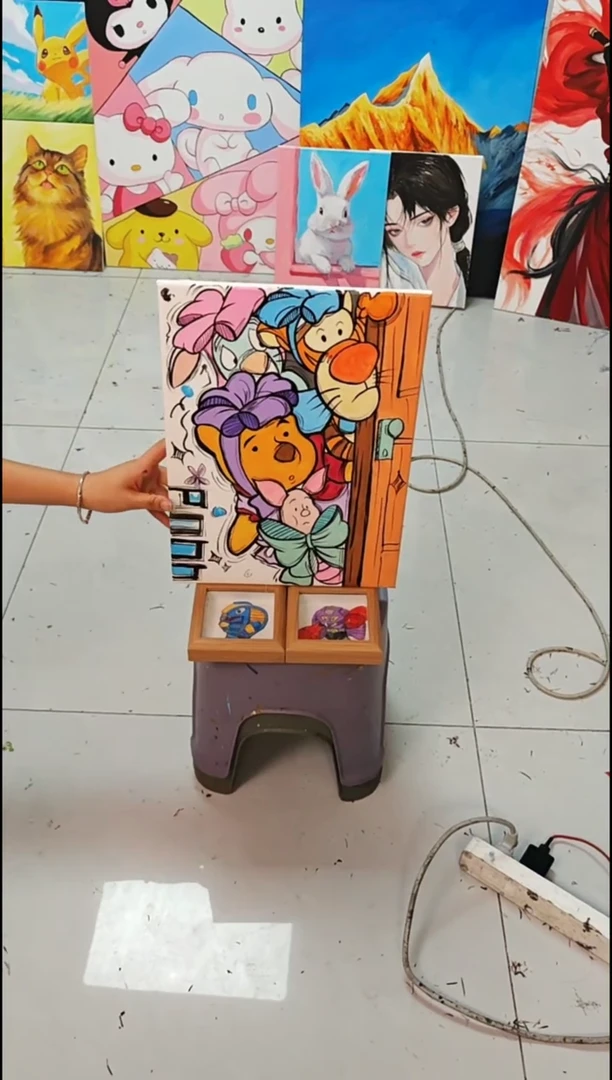 丙烯画L*维尼熊丙烯画y