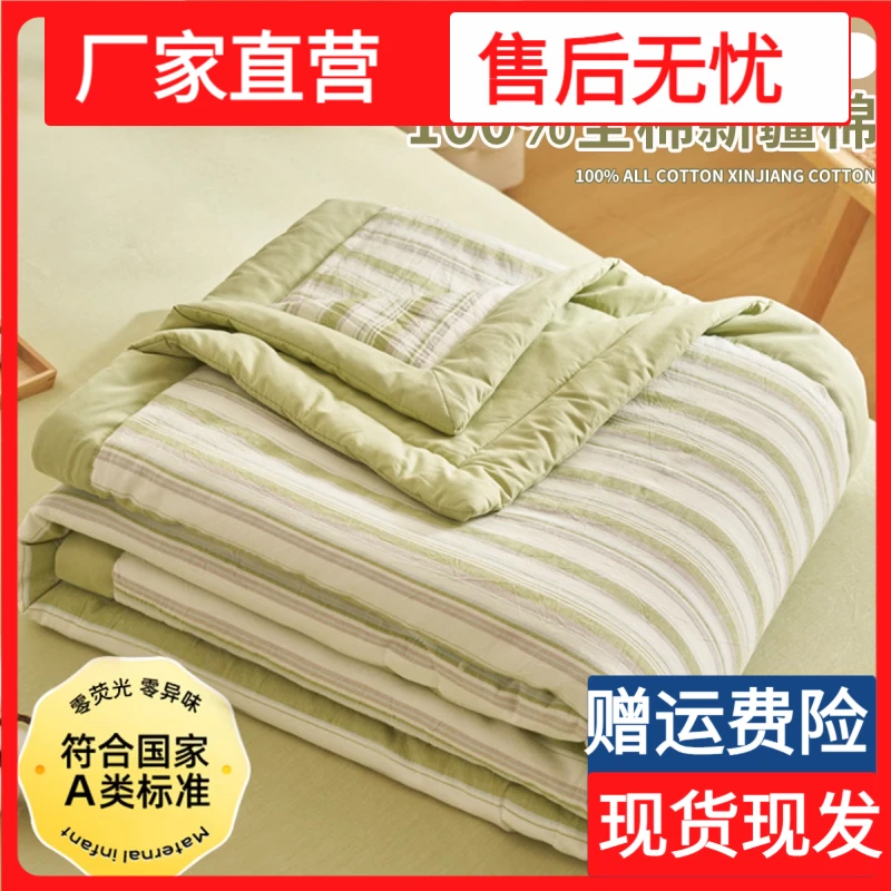 2025新款里外全棉花夏被夏凉被四件套纯棉可机洗棉絮薄被子空调被