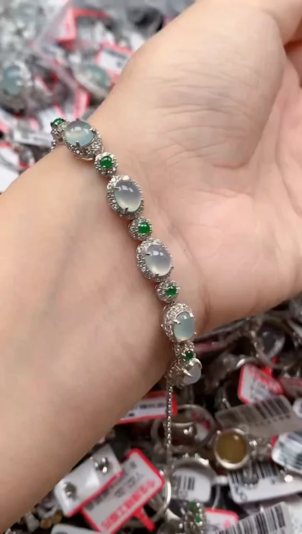 银S925镶嵌戒指翡翠天然A货缅甸翡翠