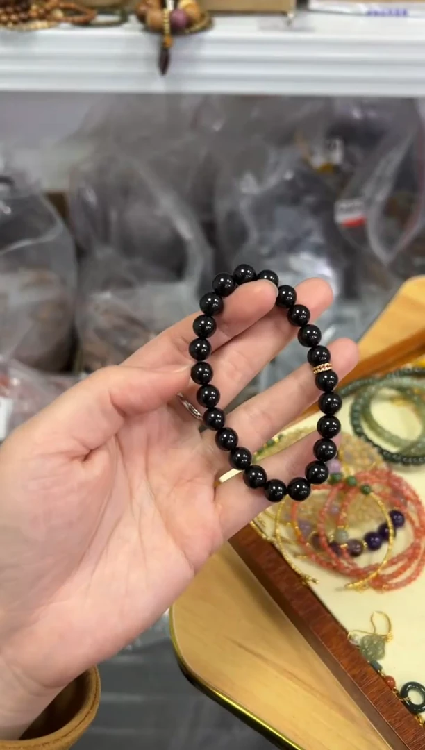 【闪购商品】碧玺手链未镶嵌黑碧玺搭配款手链[0152]