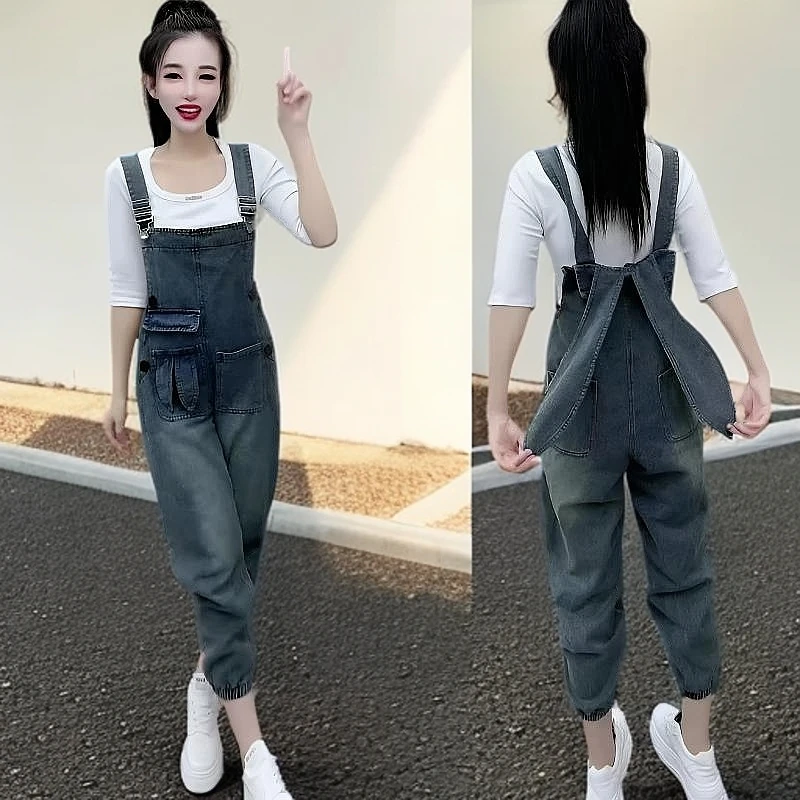 2025春秋新款显瘦时尚百搭洋气休闲减龄轻奢行设计感牛仔背带裤女