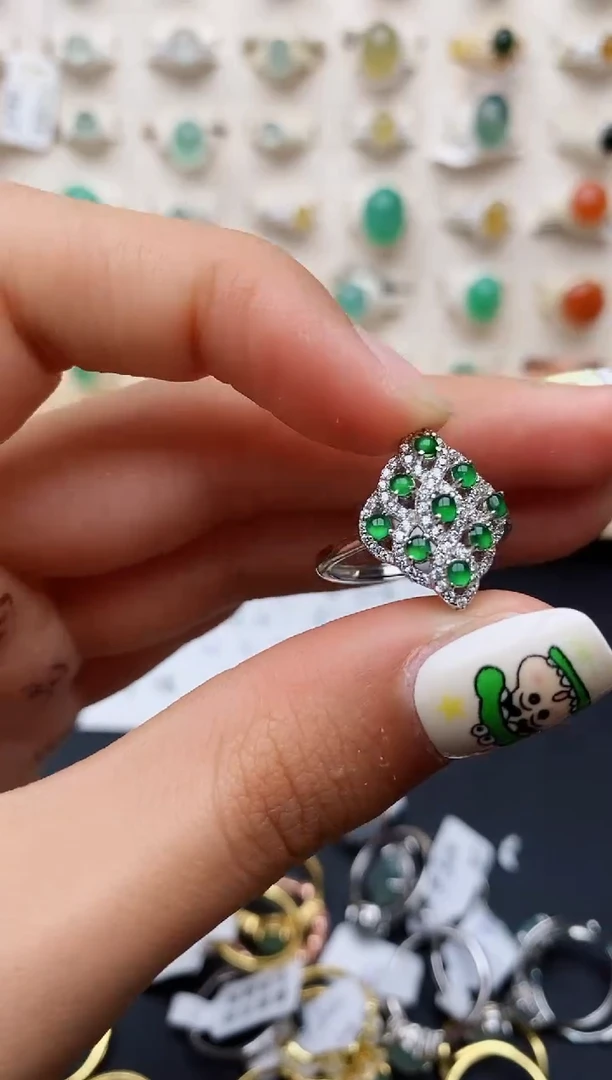 【闪购商品】翡翠戒指银S925镶嵌缅甸翡翠