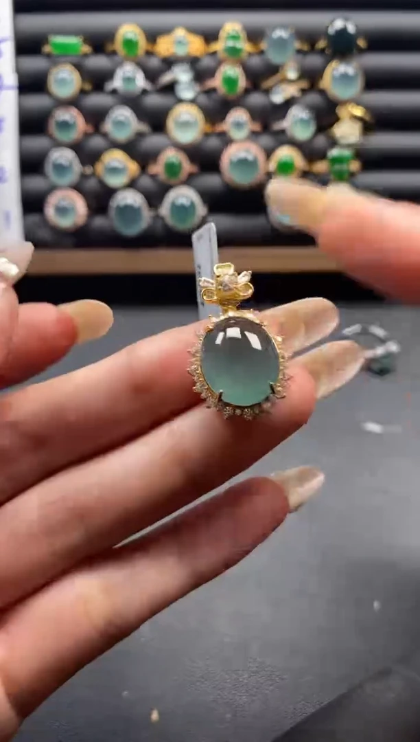 银S925镶嵌戒指翡翠51511