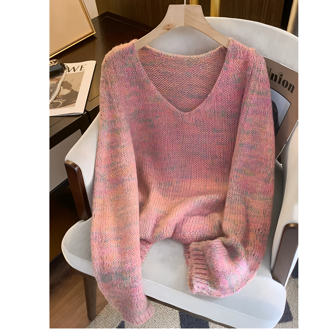 轻奢高级感时尚套头针织衫女2025年春季新款百搭宽松减龄长袖毛衣