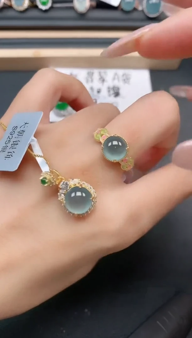 银S925镶嵌戒指翡翠111111