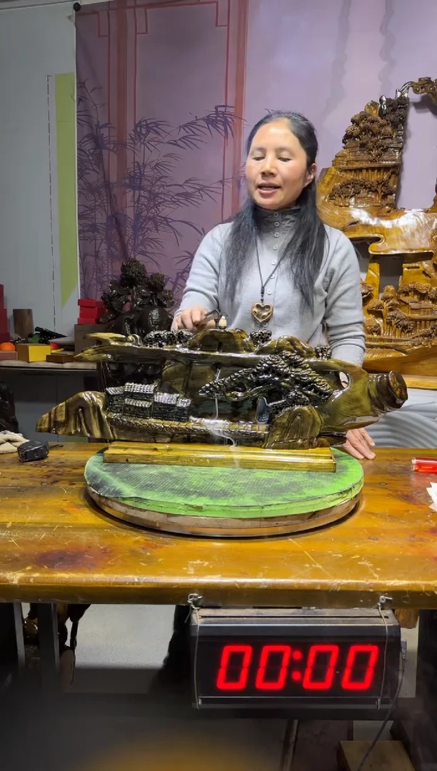 金丝楠水****?金丝楠木雕刻摆件