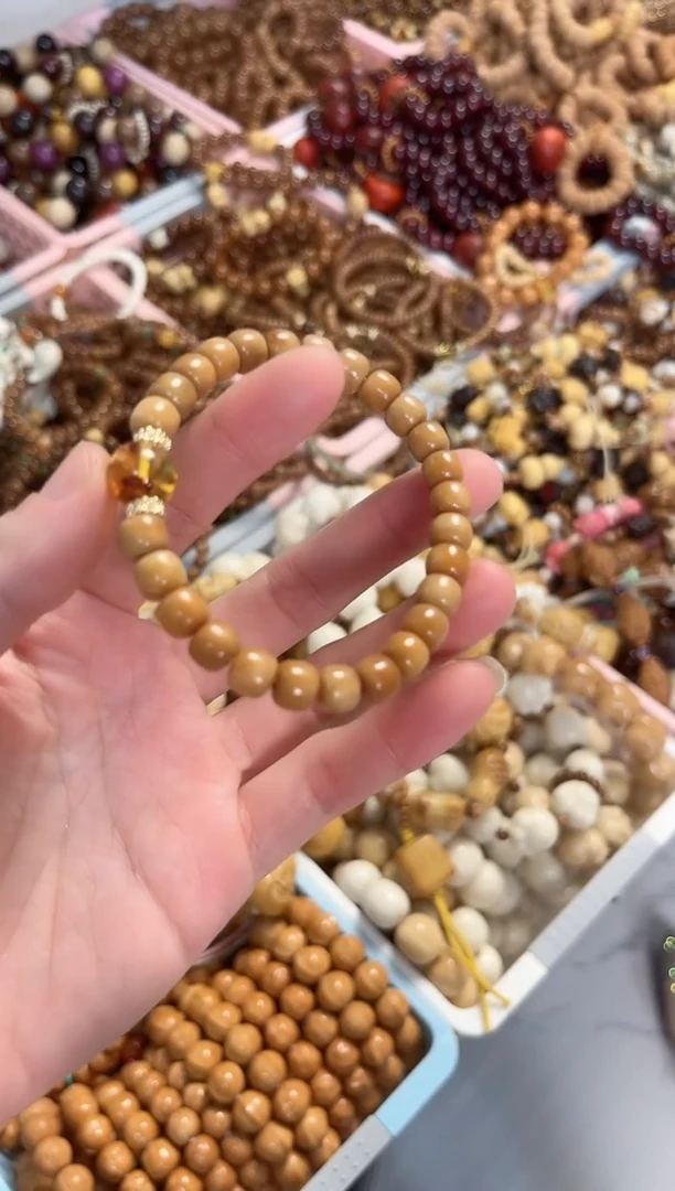 未镶嵌琥珀（花珀）手串龙脊手串搭配琥珀花珀7*8mm