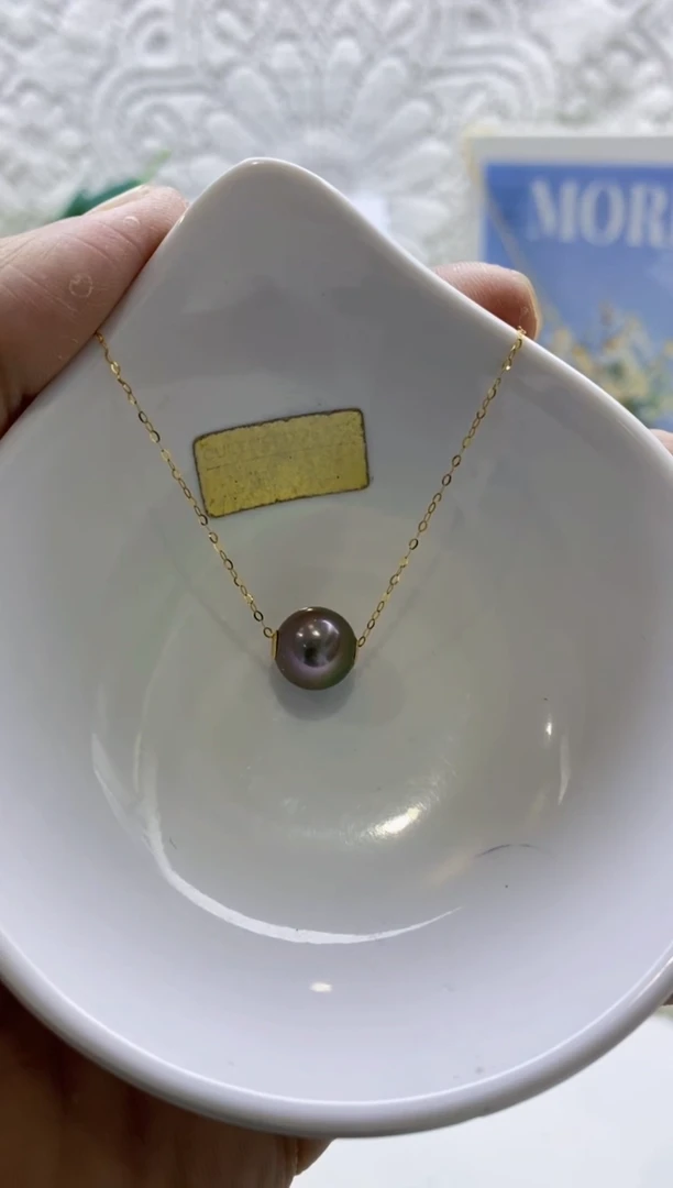 18K金镶嵌海水珍珠BG珍珠吊坠送金链@@V1573