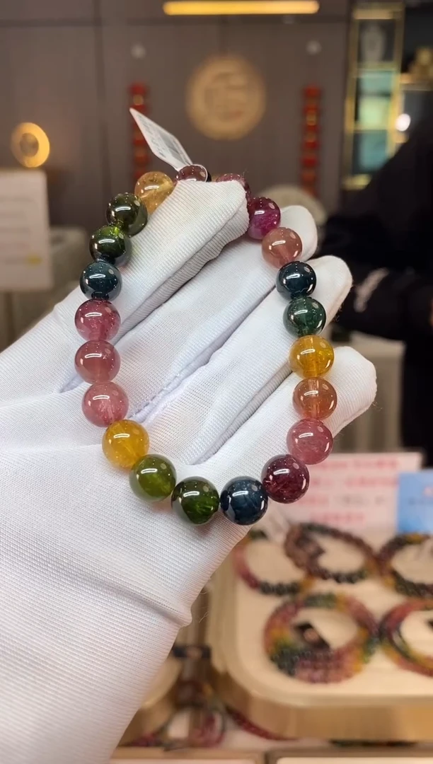 未镶嵌老矿碧玺彩虹单圈手串9mm+碧玺多样性发货一条xion
