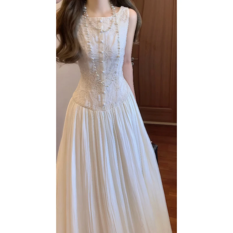 【卢浮美人】重工刺绣设计感背心连衣裙仙气飘飘气质度假风长裙9532