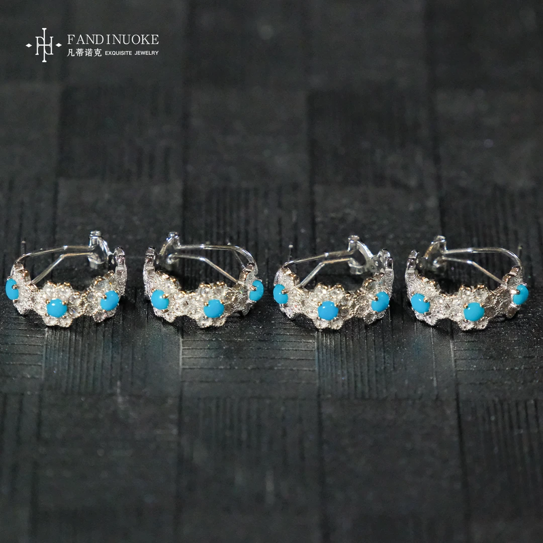 【加加专属】28  MJ82095-S925银绿松耳扣—多样性发一件-3mm