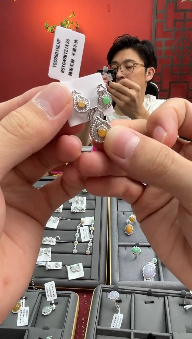 银S925镶嵌戒指翡翠004507r