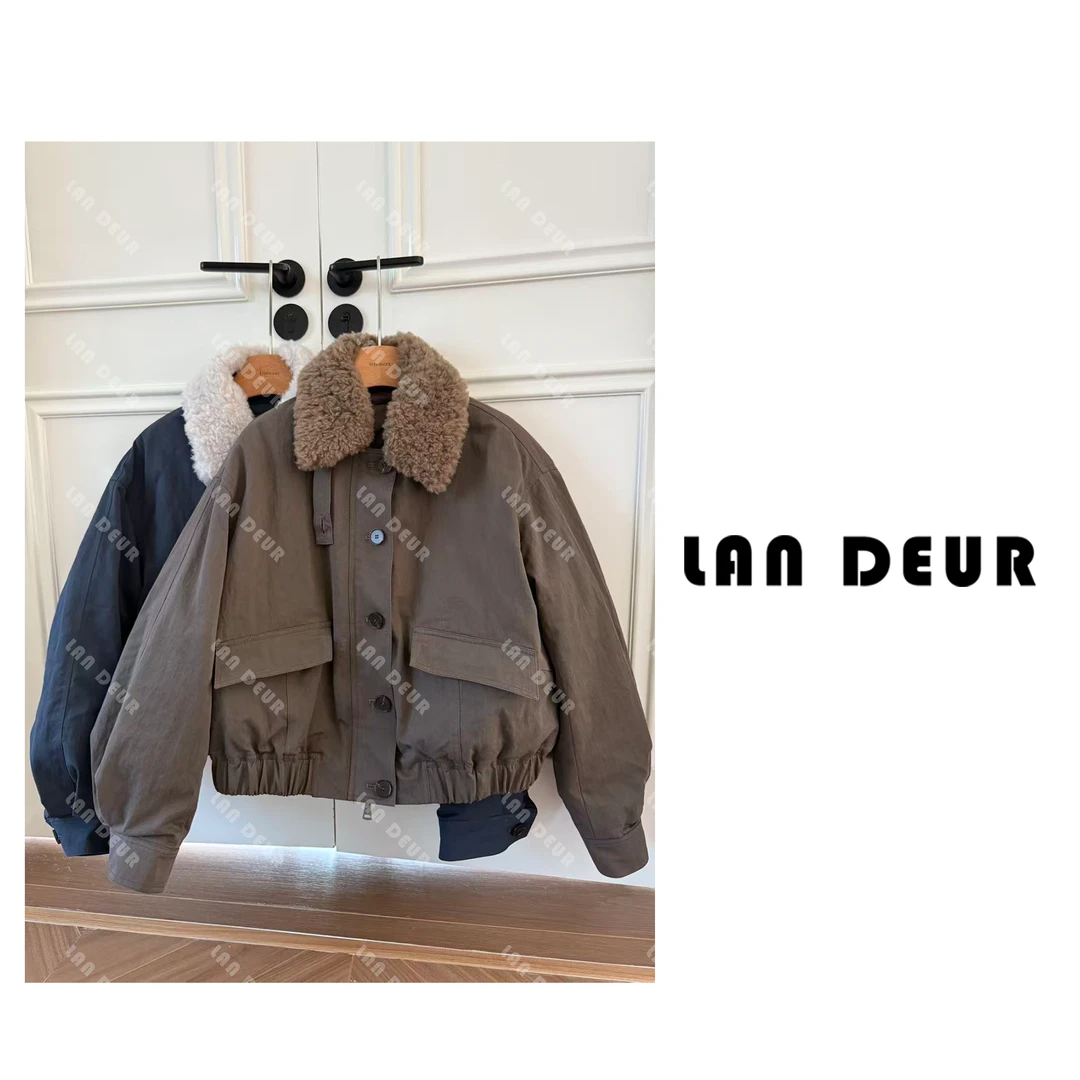 【琥珀叙事】90白鸭绒莱塞尔时尚简约气质工装毛毛领羽绒服外套女