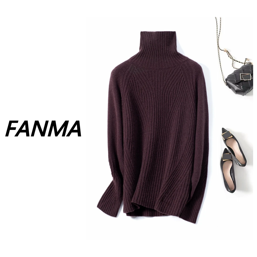 #纯山羊绒# 斜坑条纯色设计羊绒衫 时尚百搭女士上衣 FM-82219