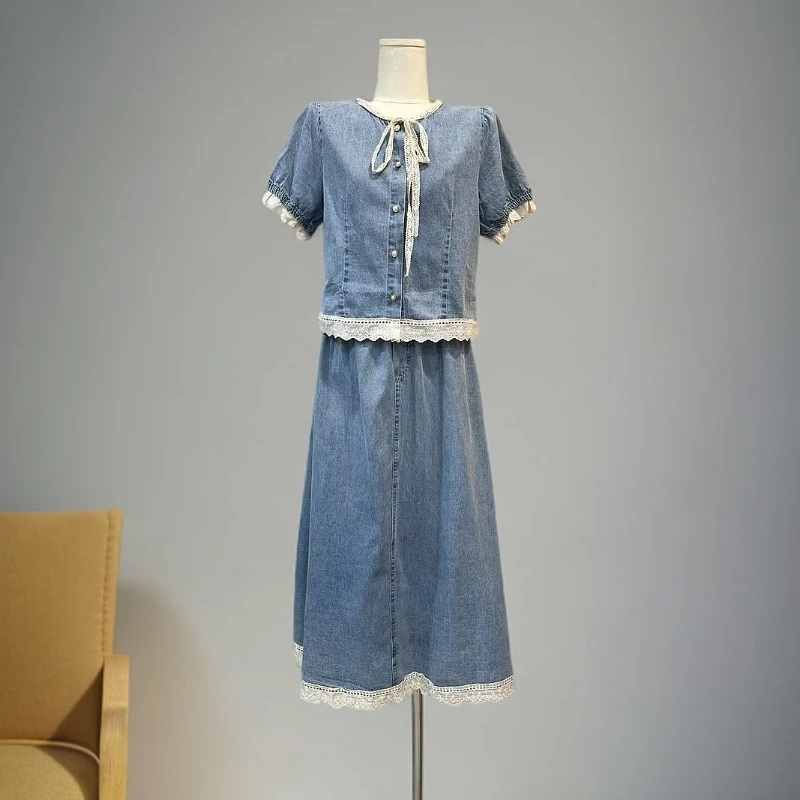 6639牛仔套装裙女款时尚百搭简约显瘦套装裙