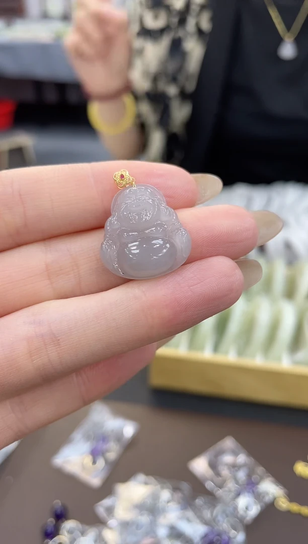 【闪购商品】和田玉吊坠18K金镶嵌多样性拍一发一烟紫佛公jj