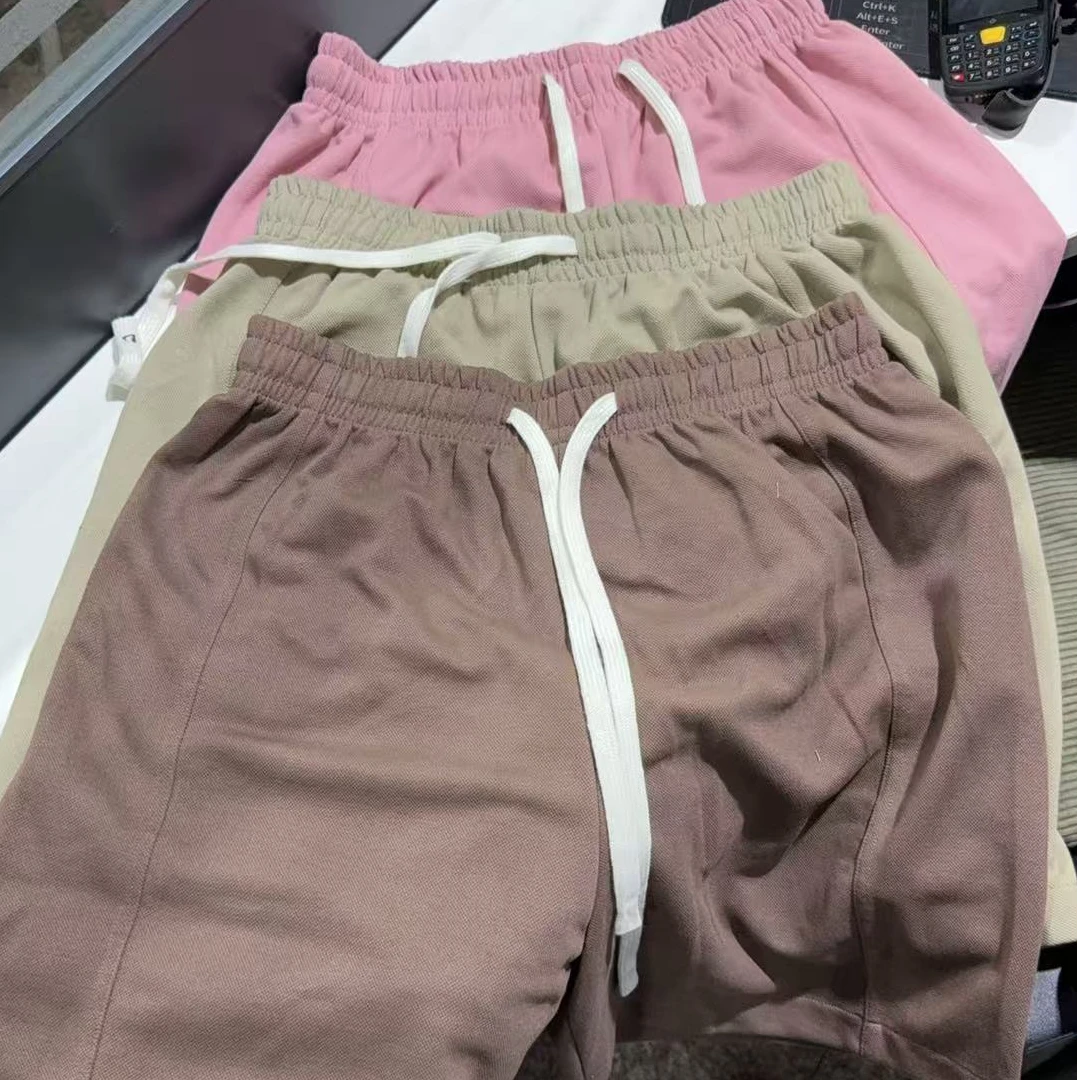 2361短裤男女同款夏季抽绳松紧腰休闲带1个后口袋四分裤运动裤