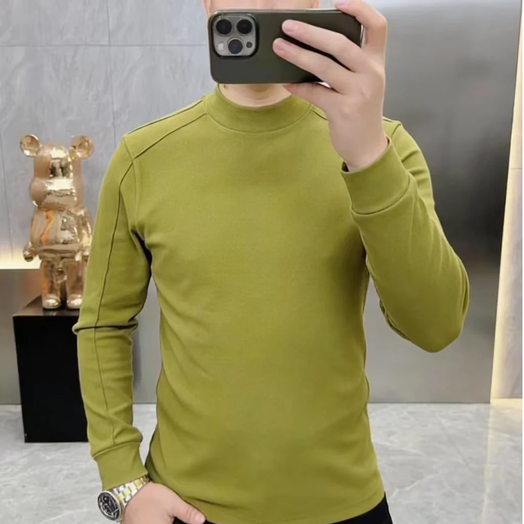 JIFANTU（热浪）男士休闲透气羊毛桑蚕丝绒半高领打底衫