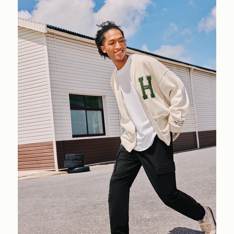 Hollister24春秋款工装风黑色宽松运动休闲裤男装330-4082