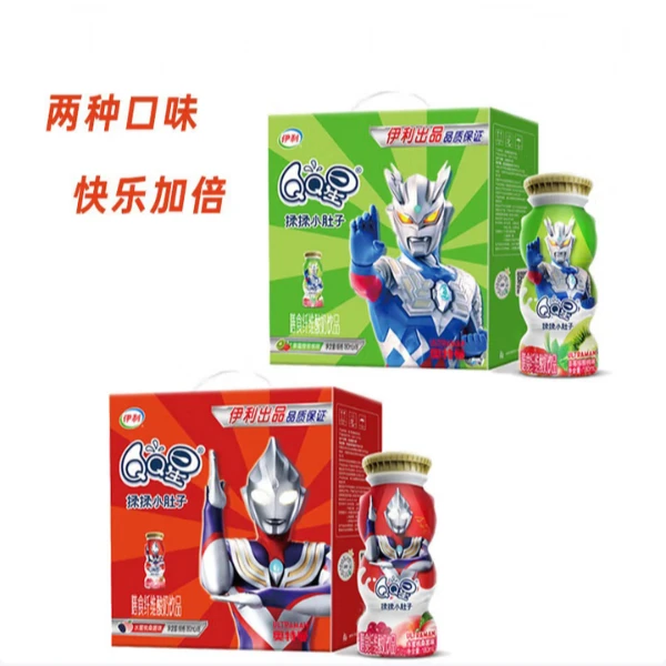9月产伊利QQ星奥特曼联名揉揉小肚子膳食纤维儿童酸奶饮品