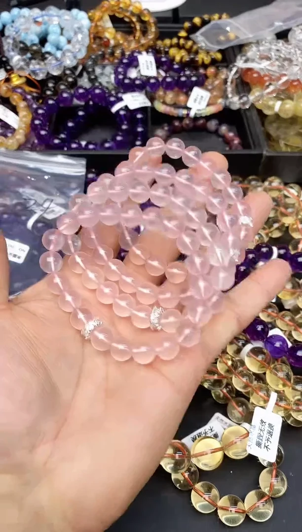 【闪购商品】水晶手链未镶嵌94a粉水晶9mm
