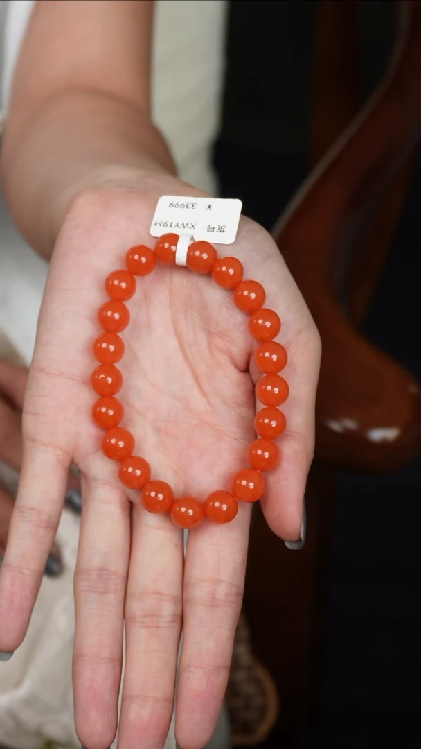 手链未镶嵌南红玛瑙9M樱桃红圆珠单圈