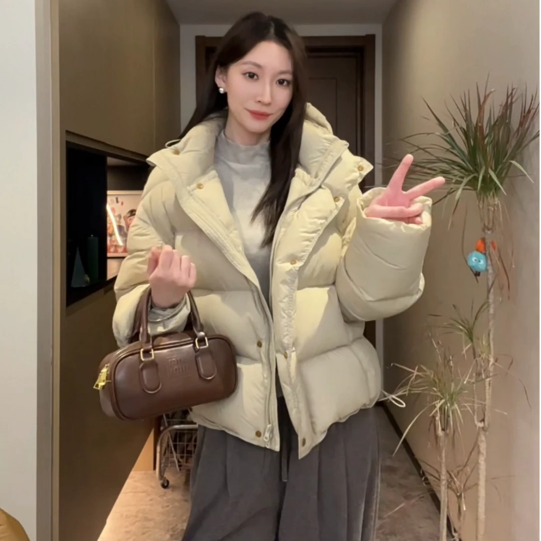 泡芙面包服女 2024冬季 时尚显瘦连帽短款肯豆龟背棉服外套宽松