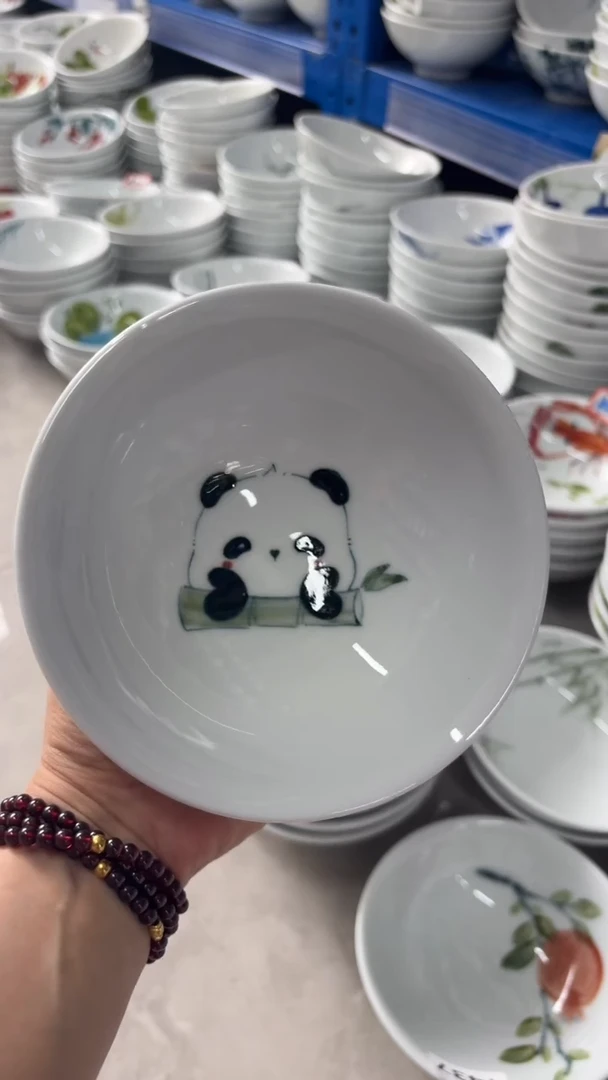 瓷片景德镇高温陶瓷食品级手绘釉中彩-壮壮碗