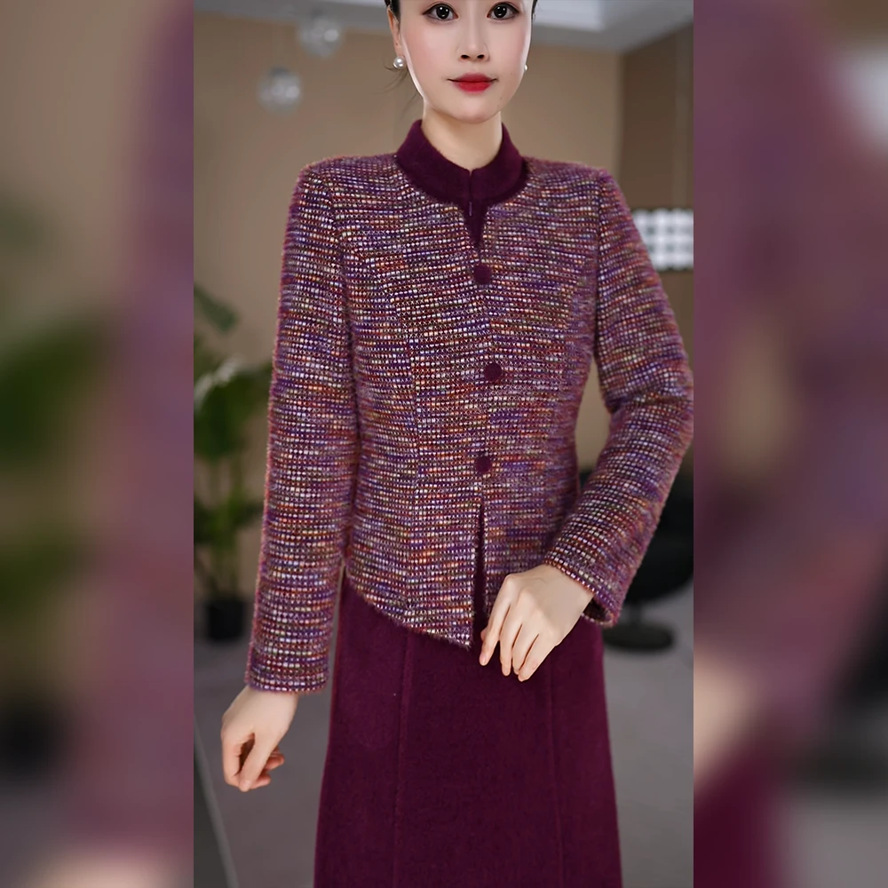 2025年秋冬新款显瘦修饰身材百搭拼接常规连衣裙优雅女装中长款裙