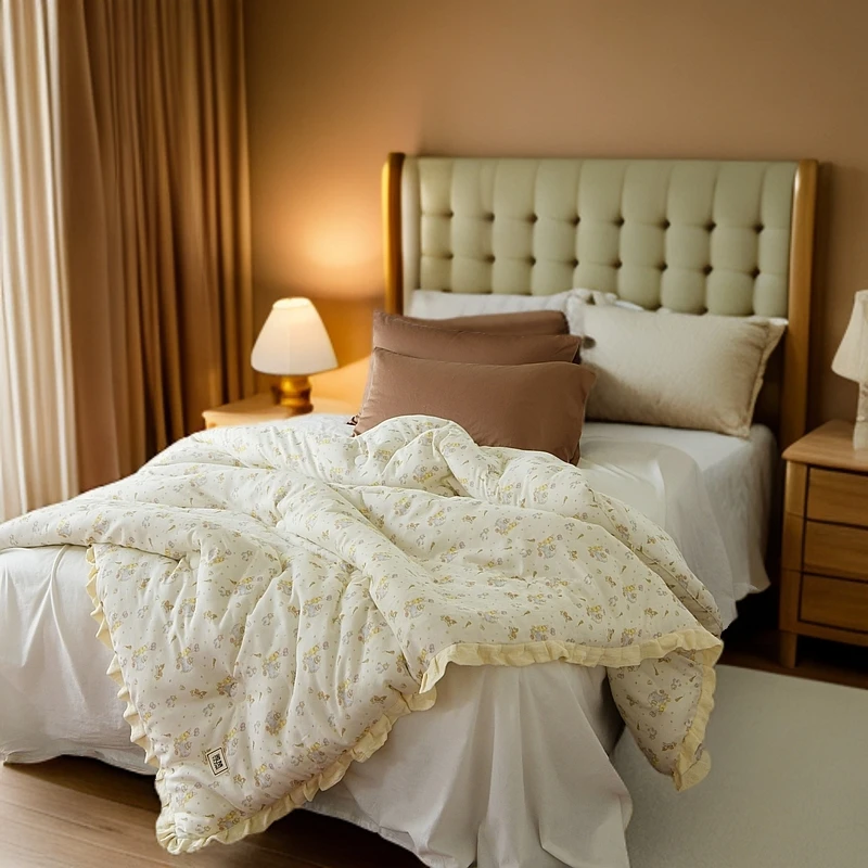 雅赞标准春秋水洗被柔软针织双层纱磨毛加厚抗菌防螨