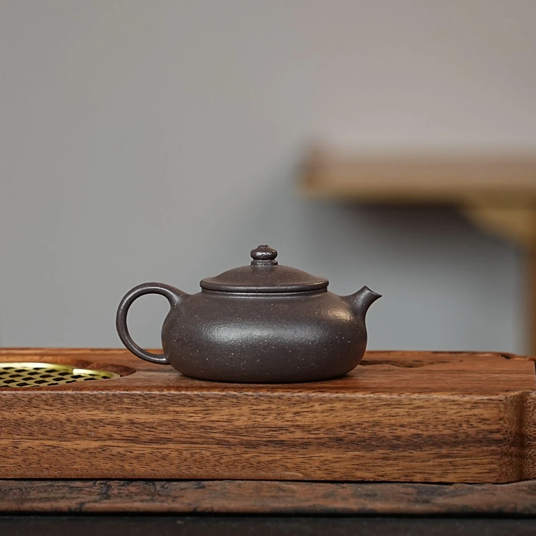 宜兴原矿天青泥光素寒江壶紫砂壶