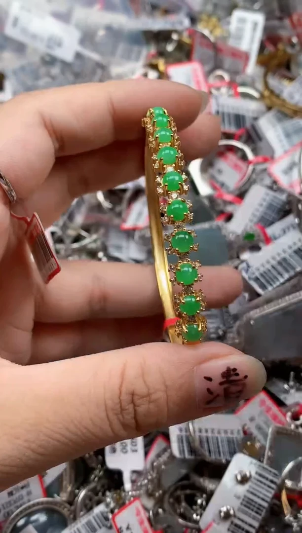 银S925镶嵌戒指翡翠天然A货缅甸翡翠