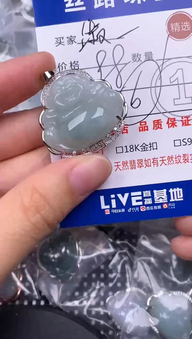 颈饰银S925镶嵌翡翠坏***女挂件