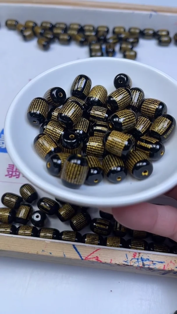 未镶嵌散珠玛瑙/玉髓B315 黑玛瑙 心经桶珠10*14mm3颗9.9元