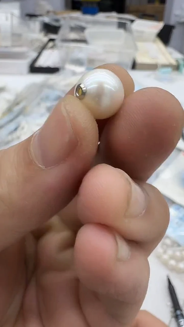 吊坠(赠链)银S925镶嵌淡水珍珠11-12mm 白珠路路通-孤品