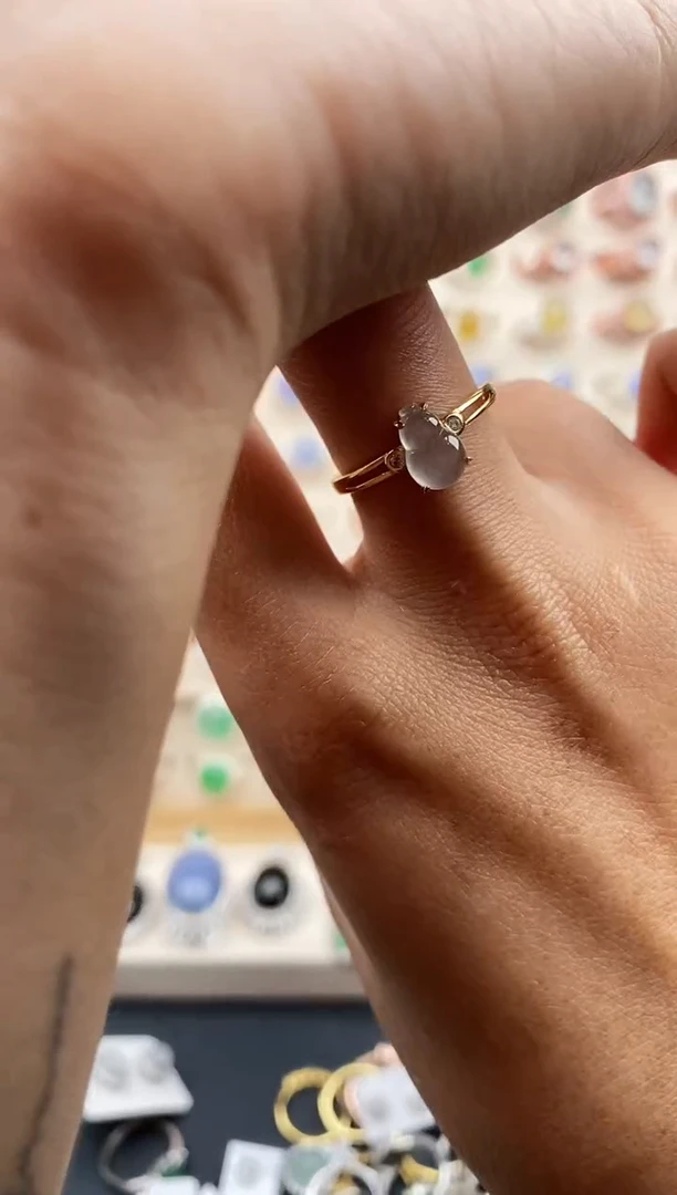 【闪购商品】翡翠戒指银S925镶嵌缅甸天然A货翡翠222  6+1