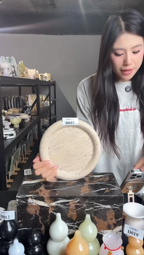 石材d037洞石嘟嘟盘