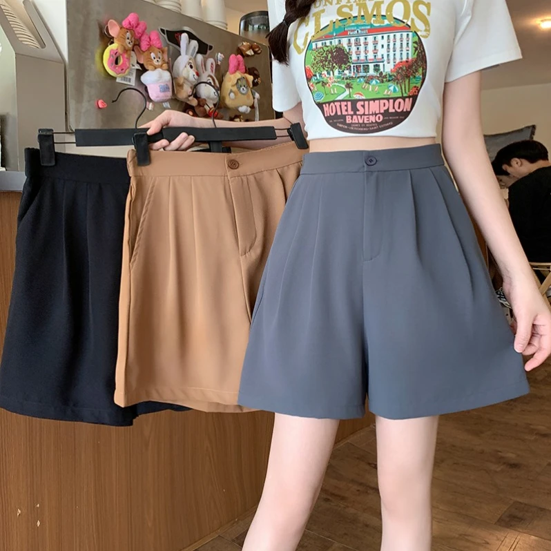 Q2025夏装新款胖妹妹百搭休闲显瘦显腿长高腰A字西装短裤20032