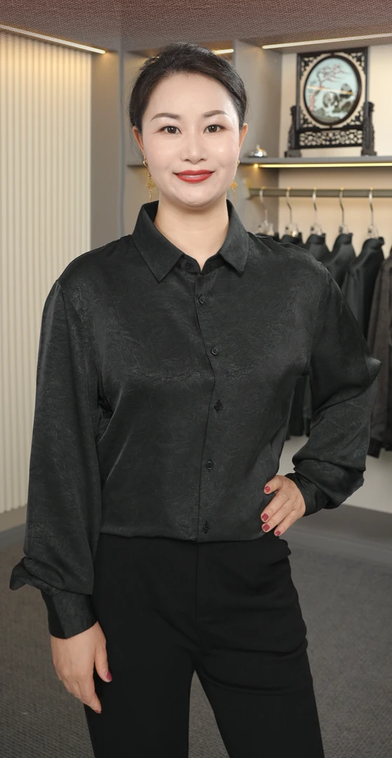 男生男士桑蚕丝衬衫香云纱长袖衬衣百分百桑蚕丝高端轻奢花衬衫男