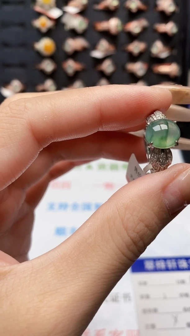 银S925镶嵌戒指翡翠5241
