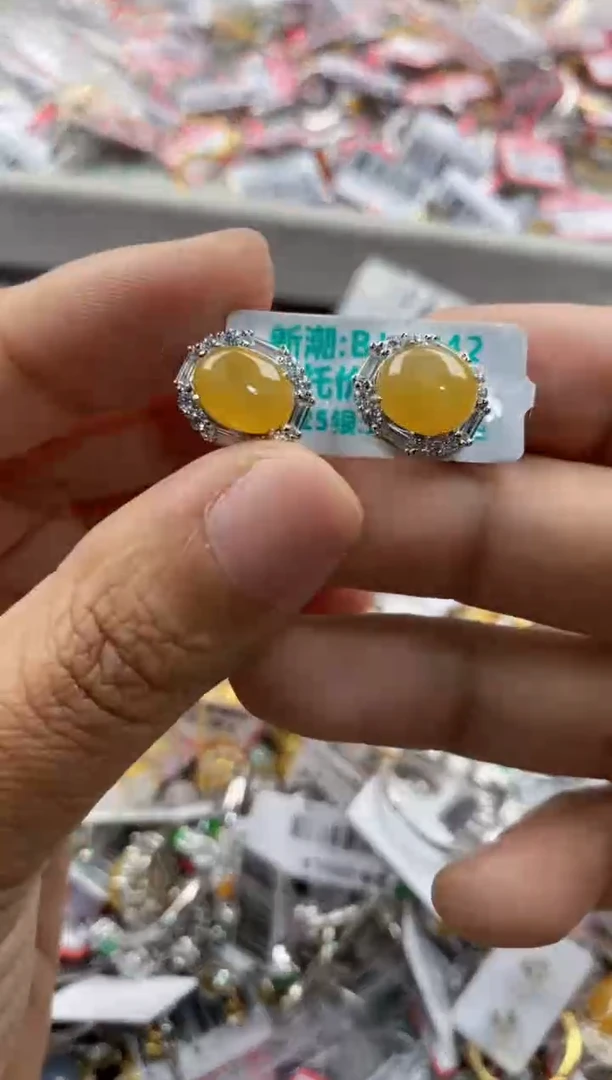 银S925镶嵌戒指翡翠444             3