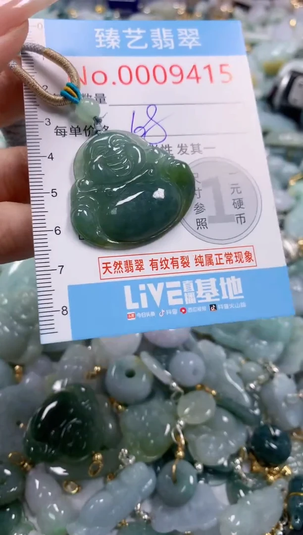 翡翠未镶嵌颈饰含绳0009415
