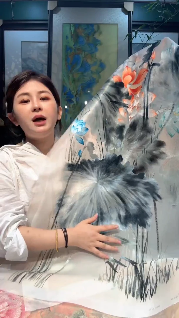 刺绣非遗苏绣手工刺绣五彩莲花绣片