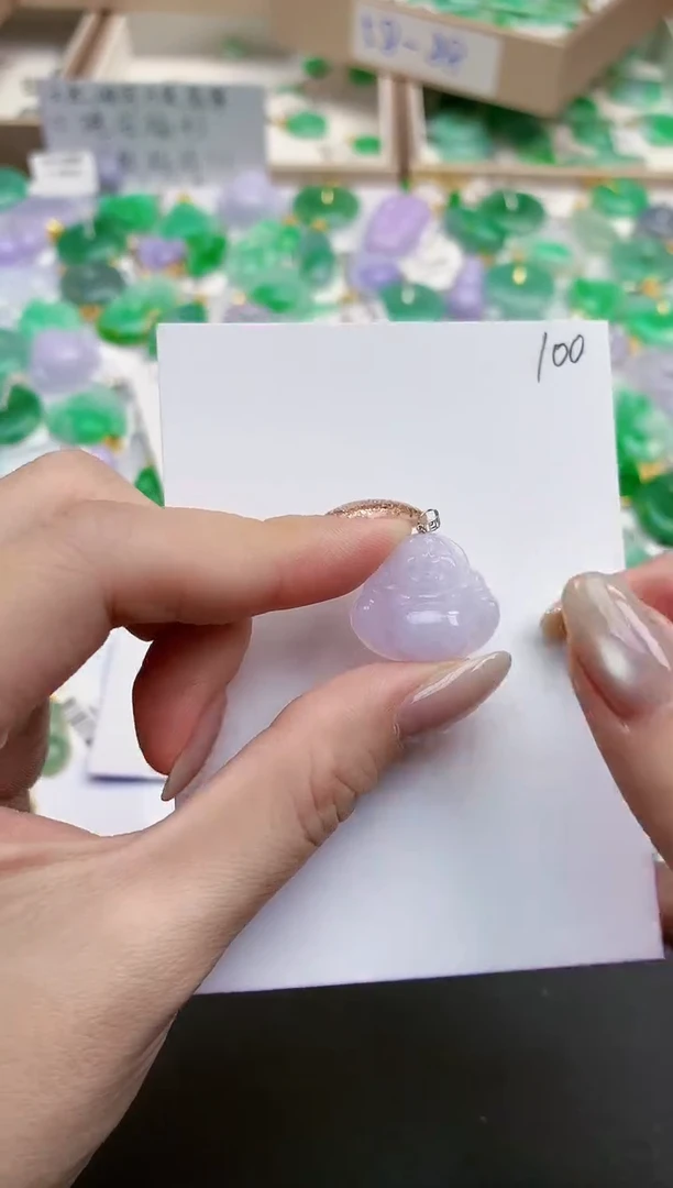 颈饰18K金镶嵌翡翠天然缅甸A货翡翠