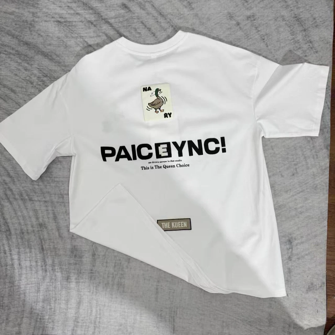 上衣白色时尚休闲夏季潮流印花圆领