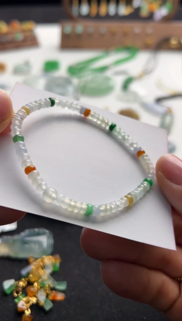 【闪购商品】定制翡翠未镶嵌多宝算盘手串480-zjl004