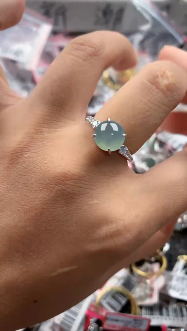 银S925镶嵌戒指翡翠555            5