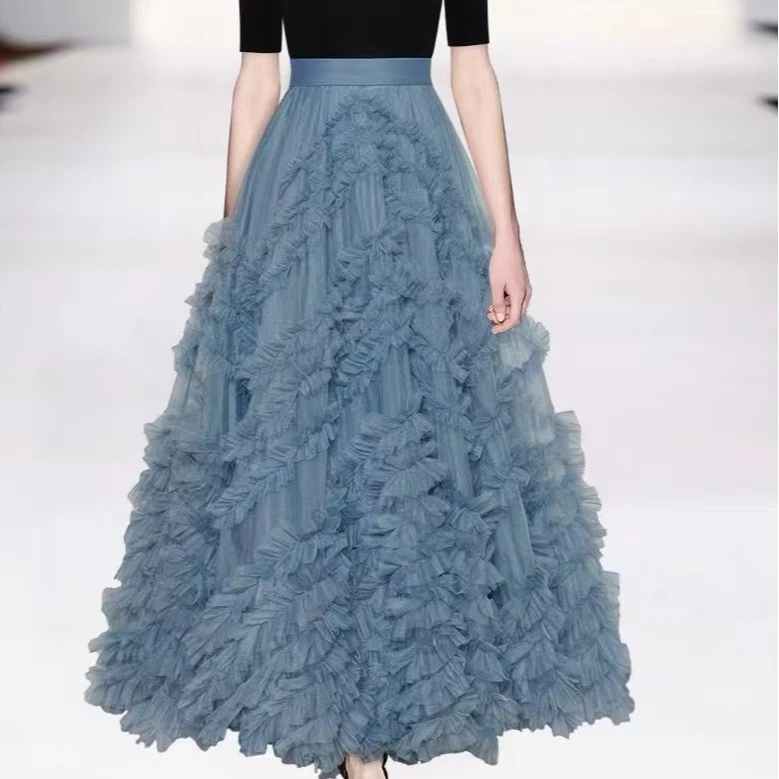 风华珏zl（安妮）春夏网纱时尚法式蕾丝中长款半身裙蕾丝