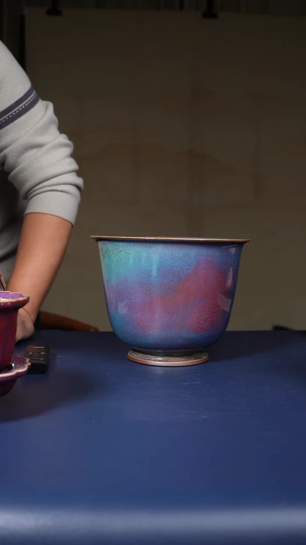 【闪购商品】摆件钧瓷宋钧仰钟式花盆