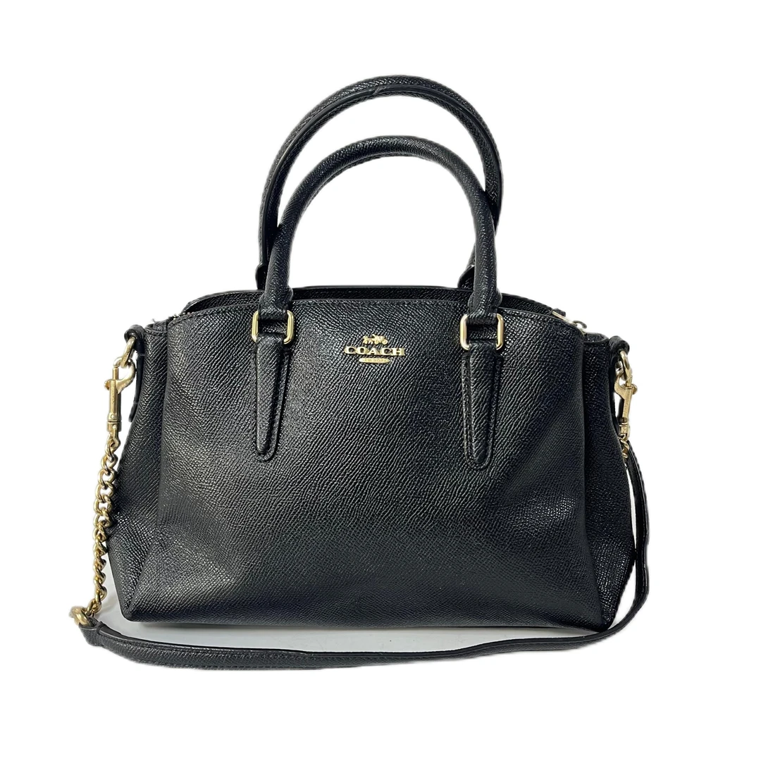 95新 COACH/蔻驰 黑色全皮单肩手提斜挎包 SH-3858-A